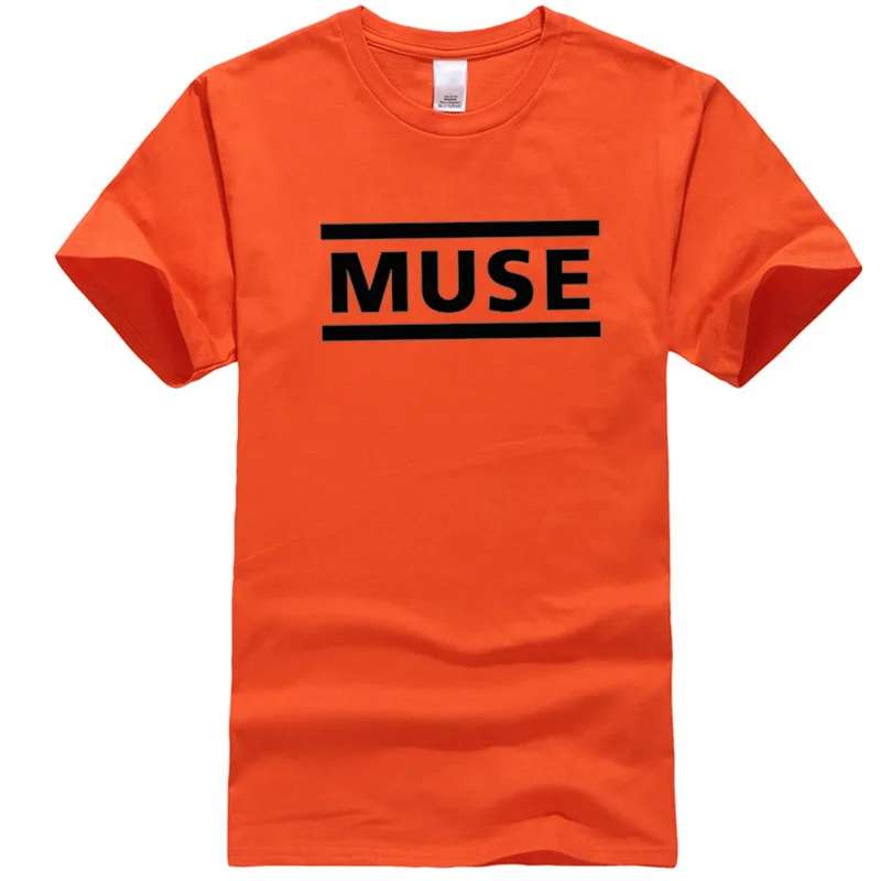 Хлопок, высокое качество, футболка с буквенным принтом, muse Rock Band, футболка с коротким рукавом и круглым вырезом, хип-хоп топы, harajuku, мужская рубашка - Цвет: Orange