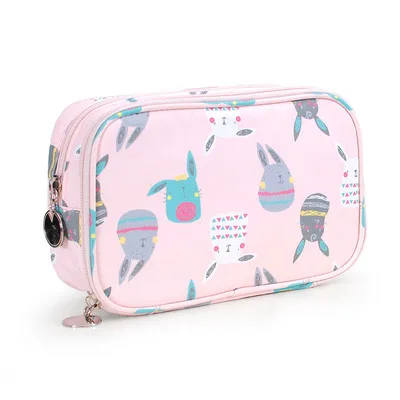 Light pink rabbit Новая водонепроницаемая сумка для макияжа, портативный двухслойный вместительный дорожный Органайзер сумки для косметики, женский набор туалетных принадлежностей для туалетной сумки - Цвет: Light pink rabbit