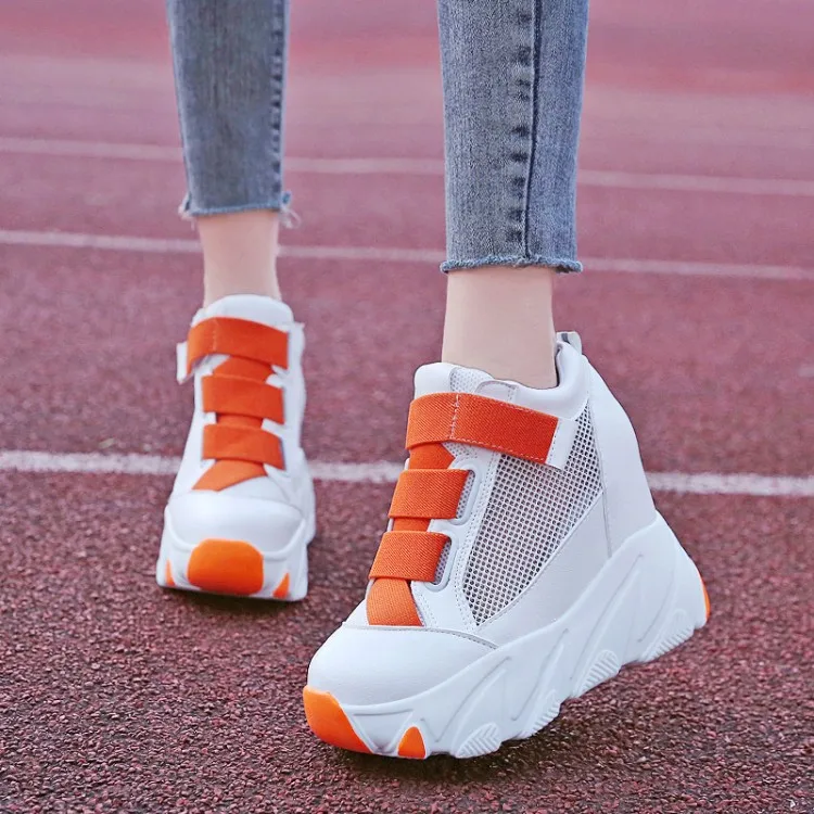 

Women Sneakers Fashion Women Height Increasing Breathable mesh Lace-Up Wedges Sneakers Platform Shoes Woman Casual Shoes