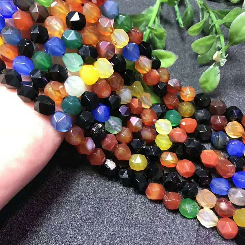 KUIJIA Natural 8mm gate Beads Faceted Cut Round Onyx For Jewelry Making Total length 40cm | Украшения и аксессуары