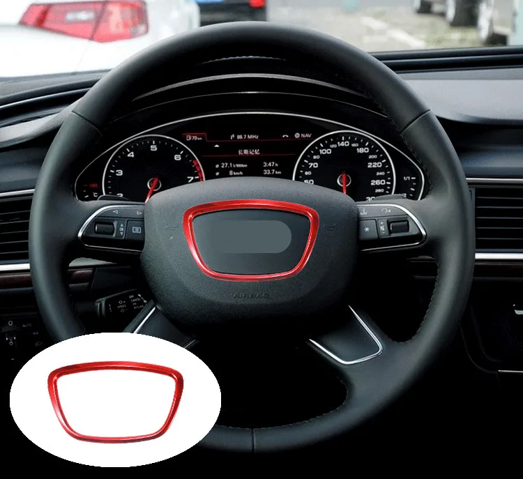 D Red Автомобильный руль, декоративное металлическое кольцо, наклейка для Audi A3 A4 Q3 Q5 A6 A8 Q7, авто интерьерная наклейка, наклейка, s серебряные кольца - Название цвета: D Red