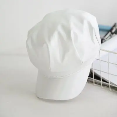 Шапки-береты из искусственной кожи для женщин; зимняя женская кепка на плоской подошве; Boina Feminina; Модный осенне-зимний берет; Bone Gorras Painter - Цвет: White