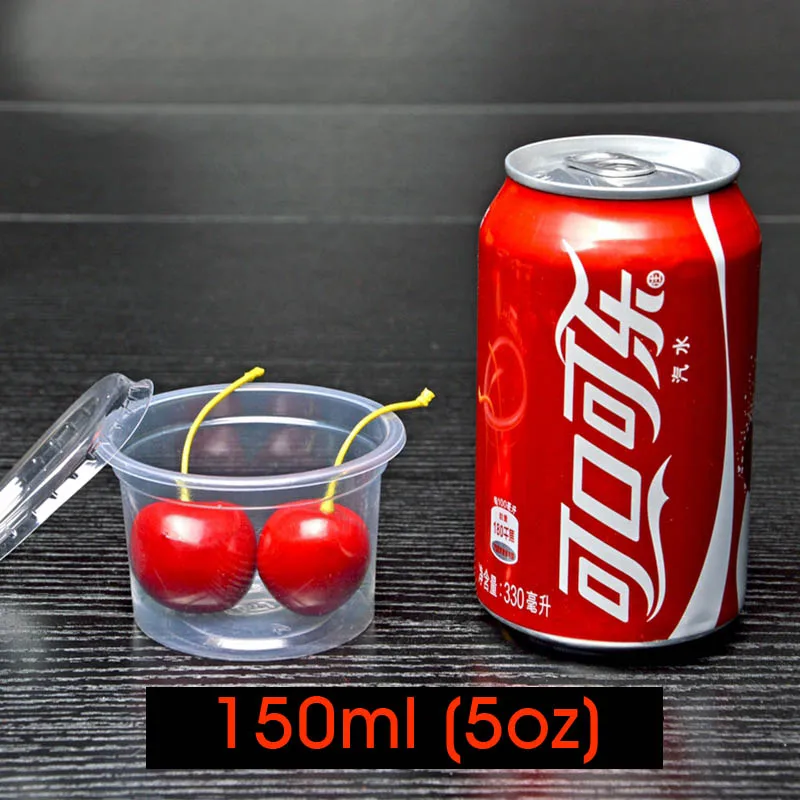 5oz 150ml 200 Декодер каналов кабельного телевидения одноразовые Пластик чашки с крышкой пудинг чашки желе миска для десерта для йогурта, соуса коробка вечерние свадебной церемонии, 1/2/3/4/5/6oz - Цвет: 5oz 150ml