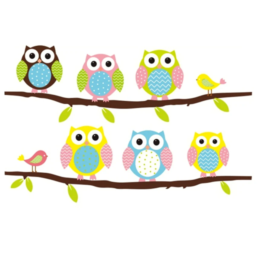 DIY Милая разноцветная ветка Совы Птиц ПВХ детские домашние настенные наклейки
