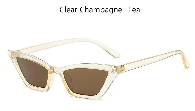 Clear Tea Новое поступление, маленькая оправа, кошачий глаз, солнцезащитные очки для женщин,, квадратные, винтажные, прозрачные, розовые, красные, фирменный дизайн, Ретро стиль, дешевые очки, UV400 - Цвет линз: Clear Tea