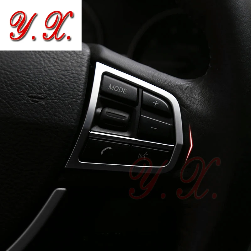 

High quality Chrome Interior for BMW Steering wheel buttons covers sticker Trim Decorative for BMW F10 5 series Accessories LHD