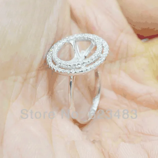 

8mm Pearl 14k White Gold Natural Diamond Engagement Wedding Semi Mount Ring