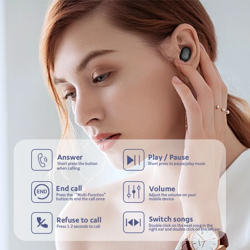 T1 TWS V5.0 Мини Bluetooth наушники гарнитура 3D стерео беспроводные спортивные свободные