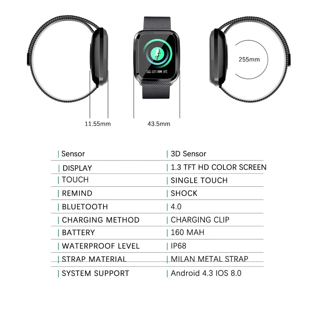 Смарт часы CASEIER мужские водонепроницаемые с Bluetooth женские монитором сердечного