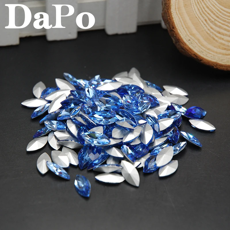 Marquise Horse Eye Shape Silver Point Back Glass Crystal 3x6mm~17x32mm Light Blue Color No Hole For Nails Jewelry Decoration | Дом и сад