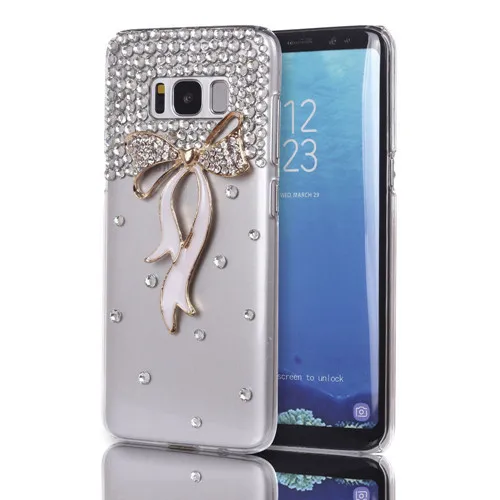 LaMaDiaa 3D Кристалл Алмаз ручной работы Bling чехол для телефона для samsung Galaxy S10 lite S7 edge S8 S9 Plus Note 10 Note8 Модный чехол - Цвет: white bow