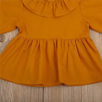 2017 г. однотонные топы с длинными рукавами для новорожденных девочек блузки