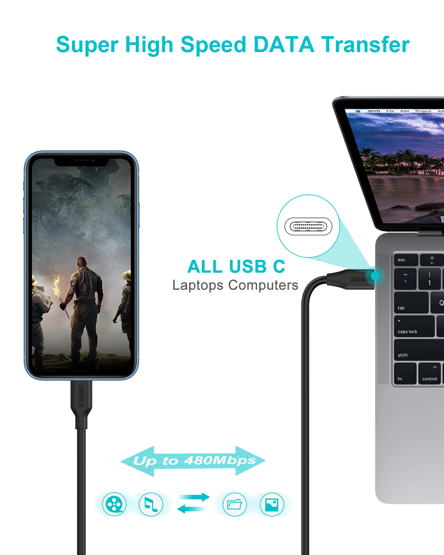 CHOETECH MFi USB C к Lightning Кабель для iPhone XR XS Max X type-C 2 м кабель для быстрой зарядки данных для iPad Macbook USB-C кабели