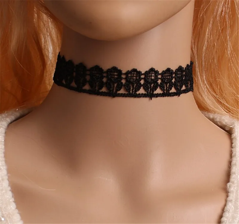 2016 Женский Черный Бархатный чокер колье кружево Готический ручной работы ретро