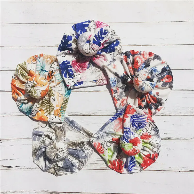 Lovely Newborn Baby Girls Caps Infant Hat Floral Cotton Beanie Toddler Turban Cap Head Wrap | Детская одежда и обувь