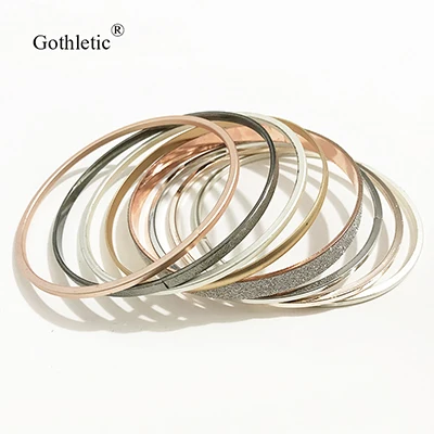 C Gothletic 4/8 шт./лот матовый золотой цвет 75 мм большие металлические браслеты и браслеты многослойный браслет в индийском стиле комплект 68 мм Для женщин Модные украшения - Окраска металла: C