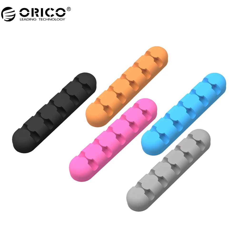 ORICO CBS5 Кабельный организатор силиконовый usb-кабель намотки гибкий кабель Управление кабель с зажимами держатель для Мышь наушники - Цвет: 5 pcs 5 colors