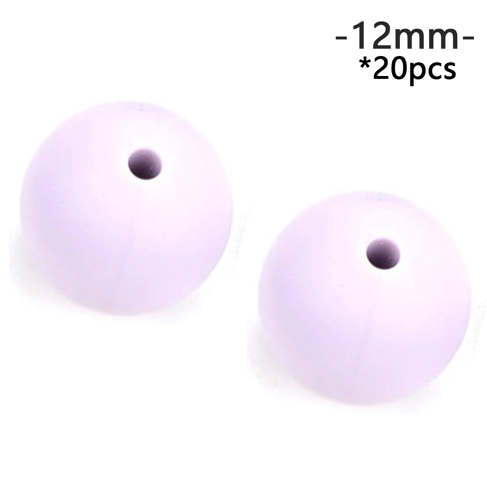 Lavender Fog LOFCA, 12 мм, круглая форма, 20 шт./лот, силиконовые бусины для прорезывания зубов, для DIY, для кормления, ожерелья, пищевого качества, жевательные бусины - Цвет: Lavender Fog
