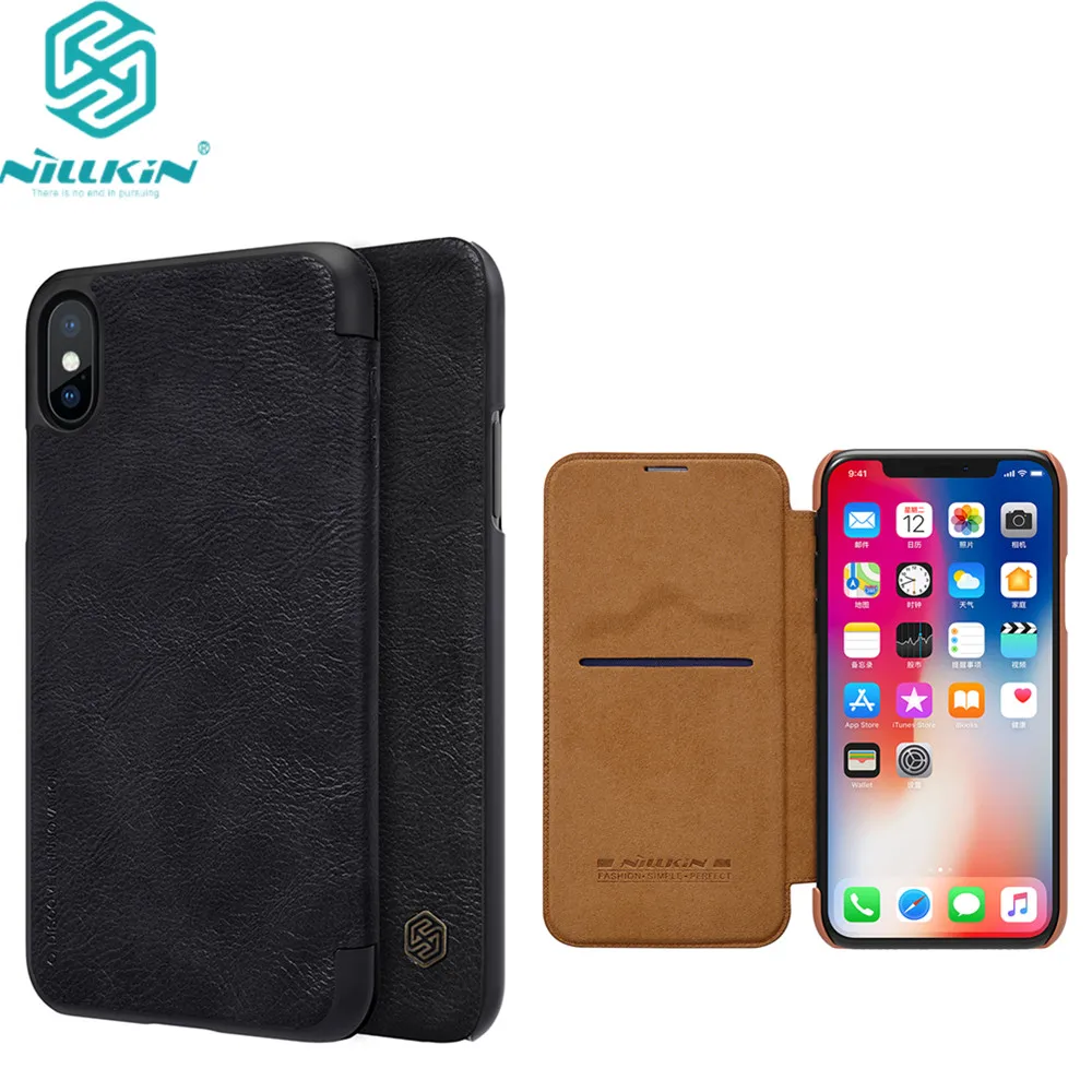 Винтажный чехол Nillkin Qin для iphone xs из искусственной кожи пластиковый
