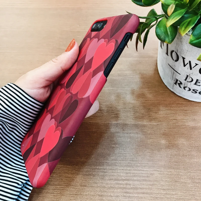 Ретро Матовая любовь сердце телефон чехол для iPhone 6 plus 6S плюс сращивания персик