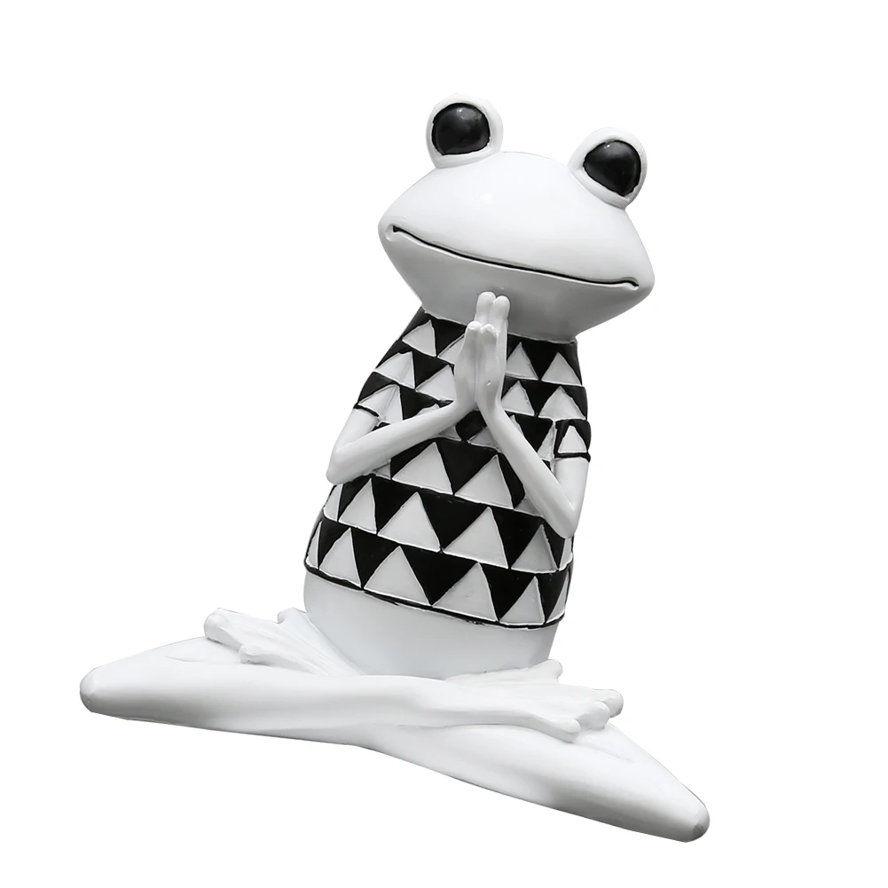 Resin Yoga Frog Figurine Namaste Style Sculpture Model Ornament Home Decoration Statue A | Дом и сад