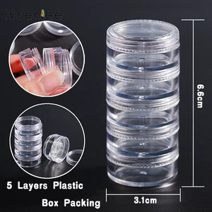 Новый прозрачный 5-слойный отсек для нейл-арта, пластиковая коробка, упаковочные наконечники для ювелирных изделий, Ушные Шпильки, палочки для драгоценных камней, контейнер, инструмент