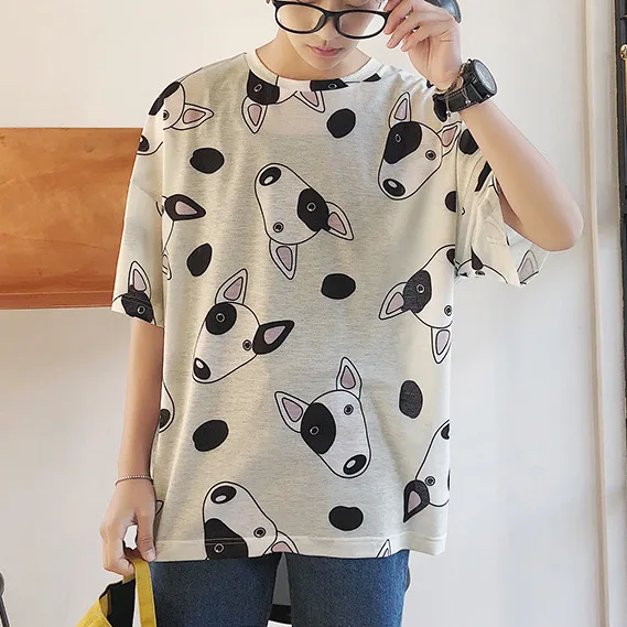 2019 Autumn New Korean Men's Quarter Clearance Half-sleeve Loose Student Short-sleeved Street Handsome Cartoon T-shirt | Мужская