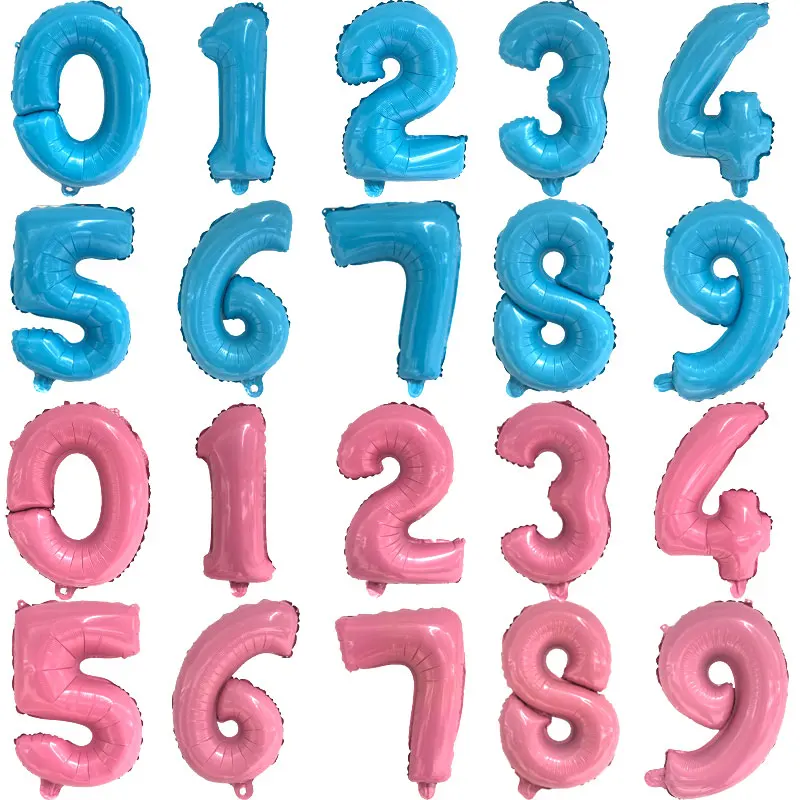 Воздушные шары с цифрами 16 дюймов украшение на день рождения жемчужный синий