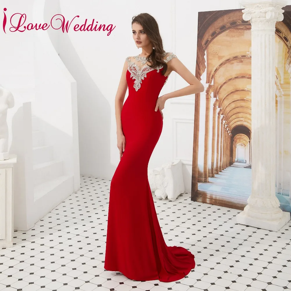ILoveWedding элегантное платье для выпускного вечера с кристаллами и бусинами, Замочная скважина в виде русалки, платье для выпускного вечера, Длинные вечерние платья