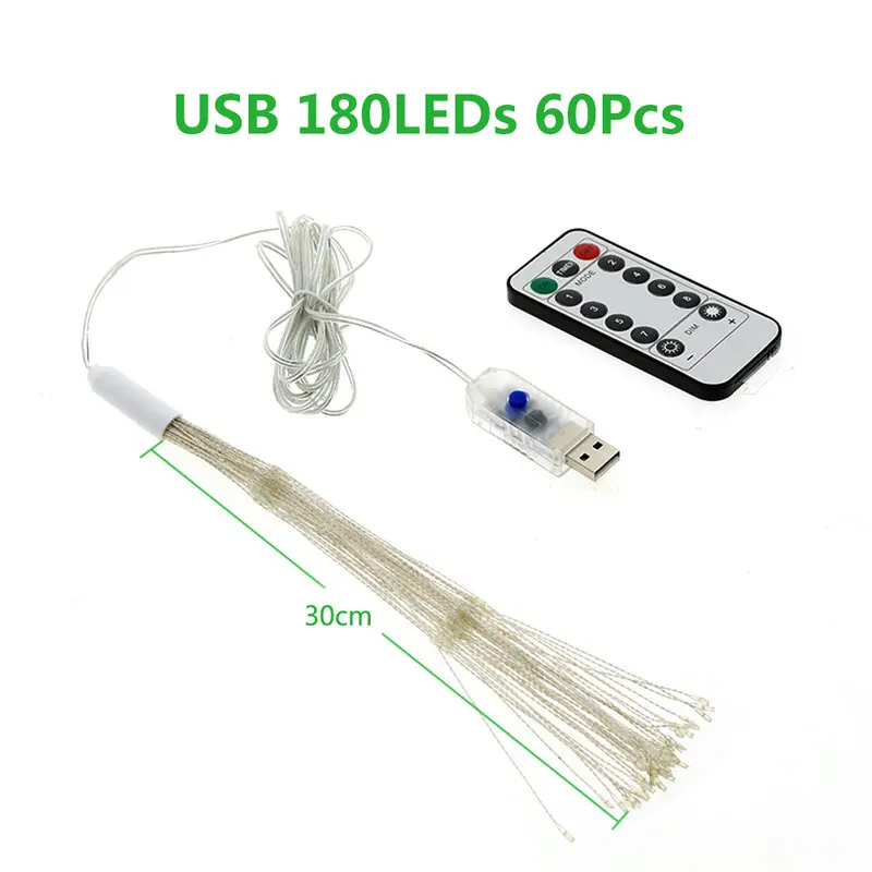 DIY фейерверк светильник USB/батарейный блок 120 светодиодов 180 светодиодов светильник ing Струны для вечерние рождественские декоративный Сказочный светильник s - Испускаемый цвет: USB 180LEDs