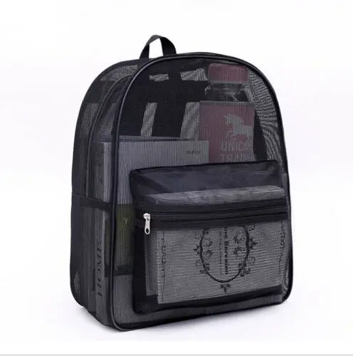 New Men Women Clear See Through Mesh Backpack Sports Pack Travel Large Bag Black | Багаж и сумки