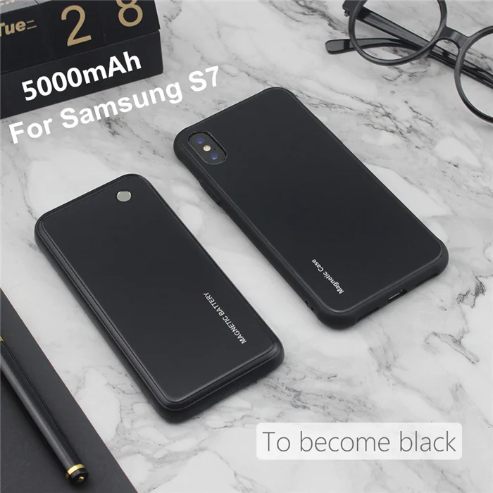 NTSPACE 5000 мАч беспроводной магнитный чехол для зарядки аккумулятора для samsung Galaxy S7 Edge S8 Plus чехол для питания Портативный чехол для внешнего аккумулятора - Цвет: Black for S7