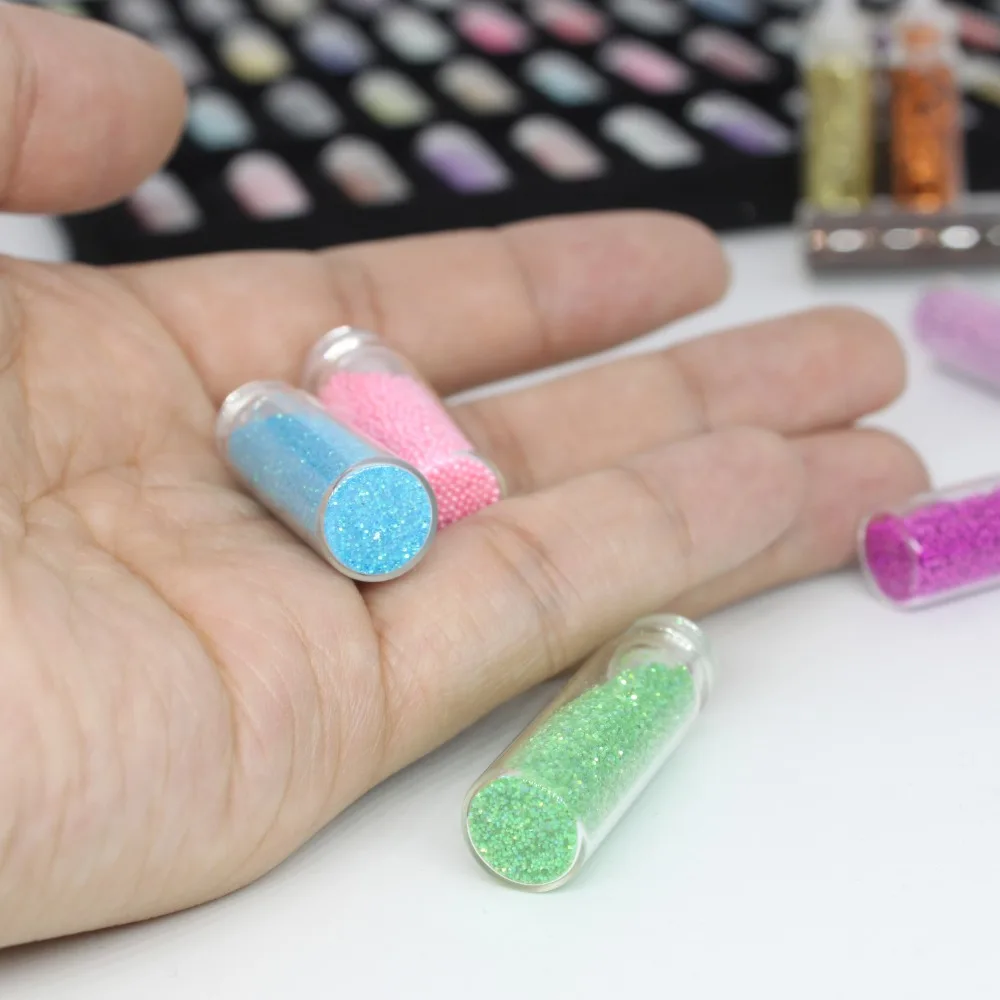 Ladymisty Big 48 Bottles/Set DIY Nail Art Charms Kit Contain Random Pearl Sequin Glitter Powder Acrylic Rhinestone | Красота и