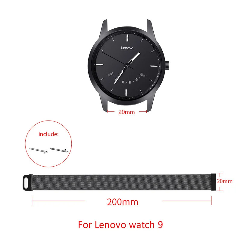 20 мм Миланская петля ремешок для lenovo watch 9 Замена браслета магнитная пряжка lenovo ремешок для часов Универсальный 20 мм ширина ремешка часы