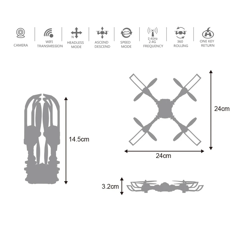 2018 я Дрон i5HW RC Мини дроны WiFi FPV 0.3MP камера складной вертолет селфи Yizhan I5hw