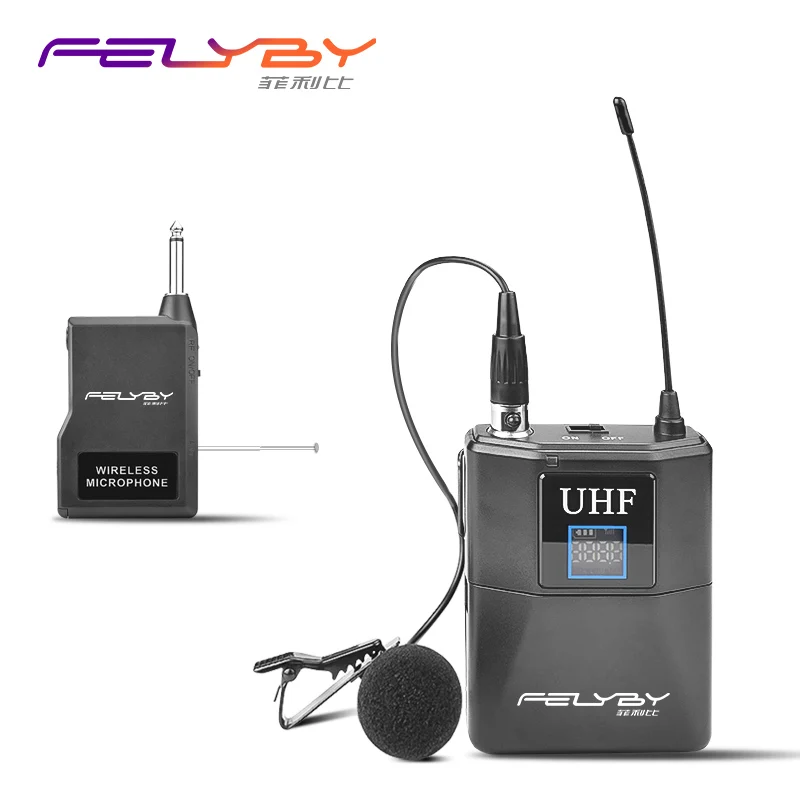 FELYBY Профессиональный UHF Беспроводной конденсаторный микрофон лавалье для