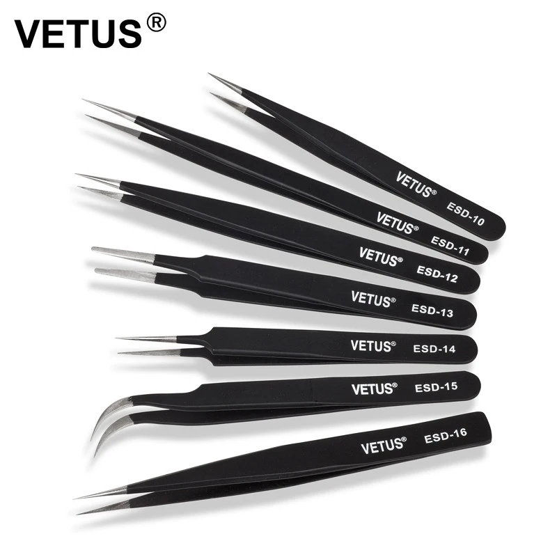 VETUS ESD 10 15 антистатические нержавеющая сталь Пинцет Набор для электронный