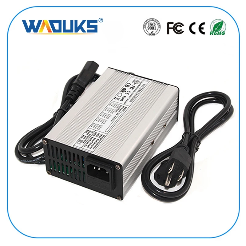 Waouks 29,4 V 5A литий-ионная батарея зарядное устройство для 7S 24V Lipo/LiMn2O4/LiCoO2 батарея Зарядка E-bike алюминиевый корпус с вентилятором