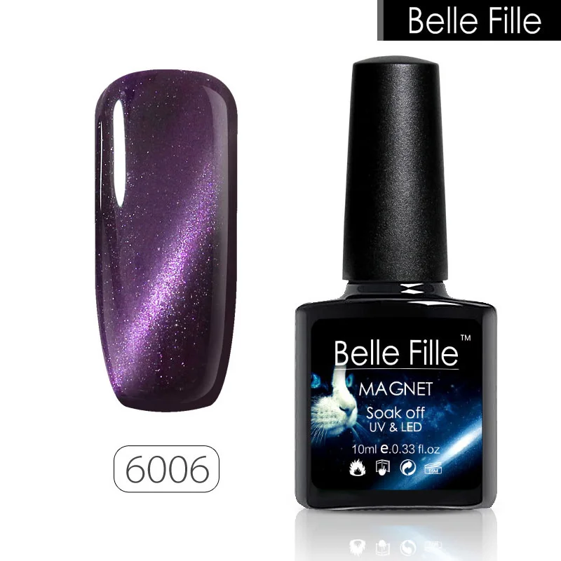Belle FILLE Cat Eye Gel Лаки для ногтей uv гель 3D с сияющими блестками сапфир Цвет маникюр |