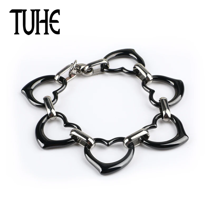 Новый дизайн большой браслет в форме сердца черный керамический Гладкий