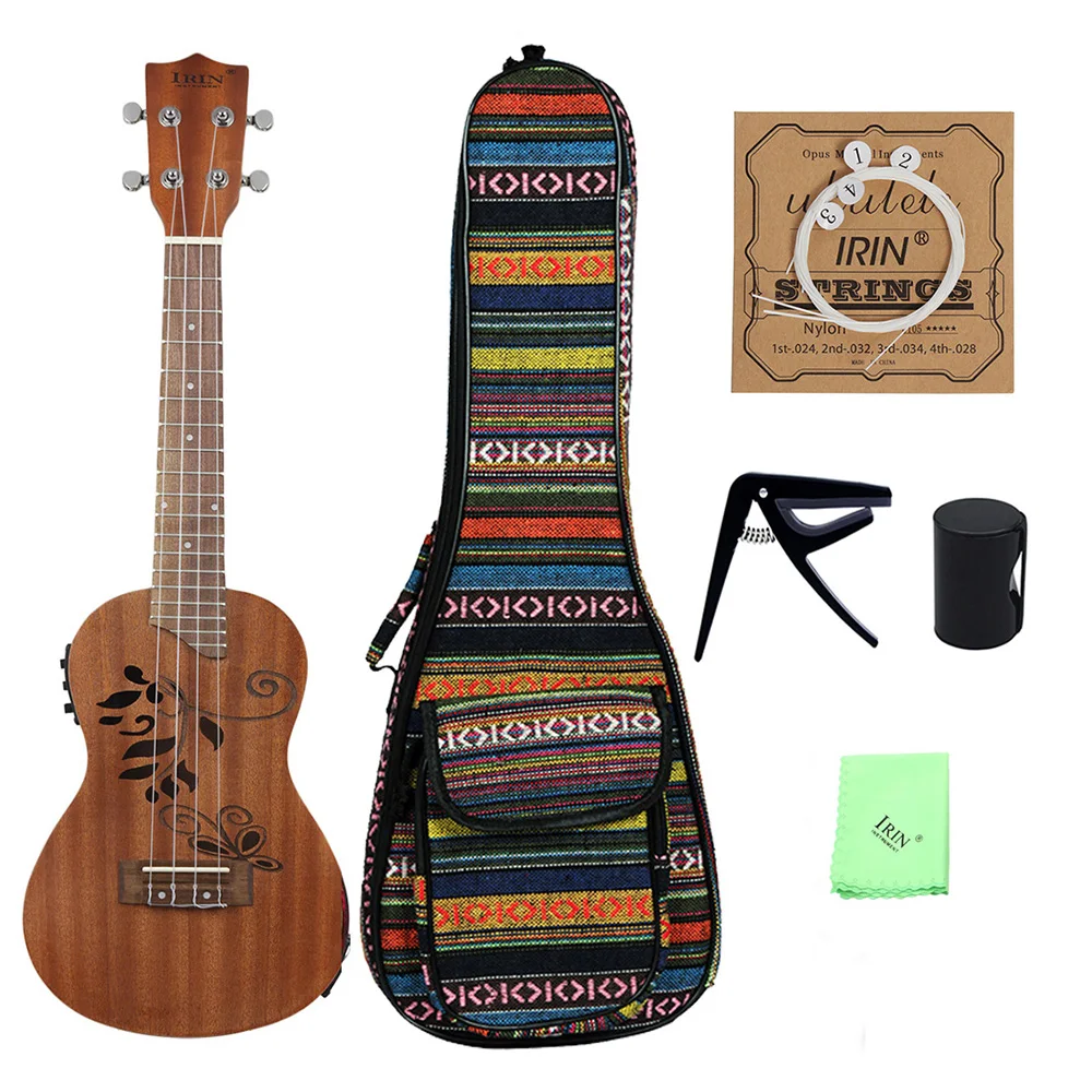 2" Гавайская гитара сапели Ukelele Уке комплект с ЖК-дисплей EQ в том числе сумка Capo строки ремень палец Маракасы очистки ткань