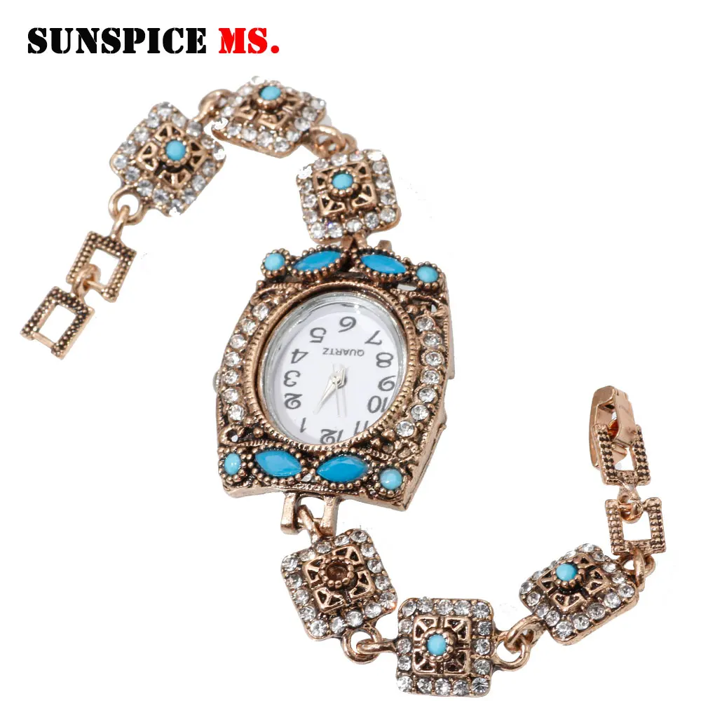 Наручные часы SUNSPICE MS в стиле ретро золотого цвета браслет с марокканскими