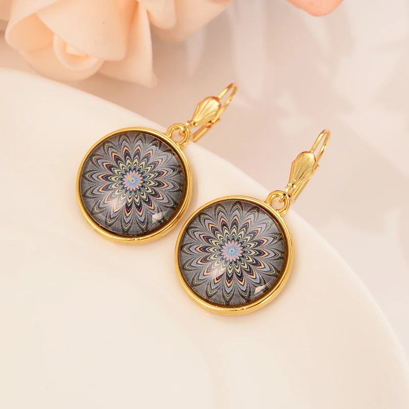 

Religious totem coin crystal personality fashion gold earrings woman/girl, fashion jewelry wedding giftss