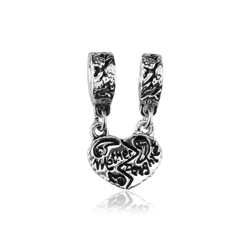 

Retro Silver Jewelry Craft Beads Mother & Daughter Alphabet Charm Loose Bead Fit Pandora Style Necklace Bracelet DIY Mum Gift
