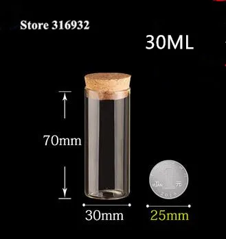 30ml bottom 30mm 30 мл 35cml 50 мл 120 мл лабораторная стеклянная пробирка с пробками пробки бутылки с пробковой пробкой большой емкости - Цвет: 30ml bottom 30mm