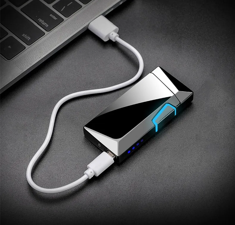 Цинковый сплав электронная импульсная Usb перезарядка сенсорная электрическая дуговая сигарета дисплей зажигалка