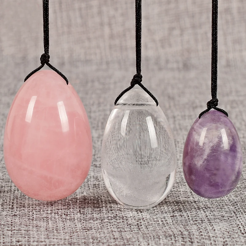 Набор яиц для массажа 3 размера микс цветов с натуральным кристаллом