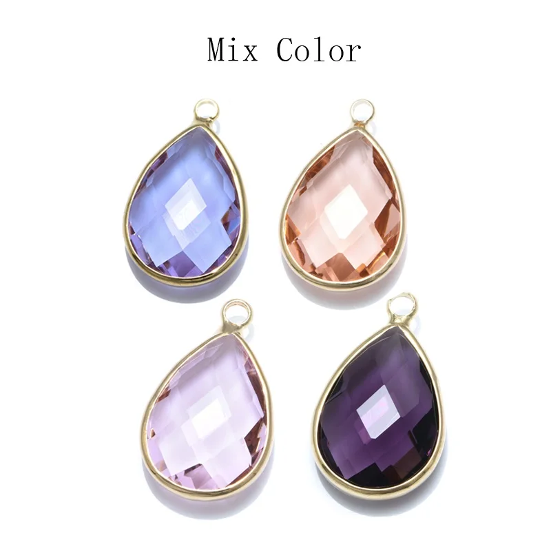 Mix Color 3 4 шт. 21*13 мм сияющий кристалл в виде капли воды подвески украшение с подвеской аксессуары для DIY женские серьги браслеты подарок - Окраска металла: Mix Color 3