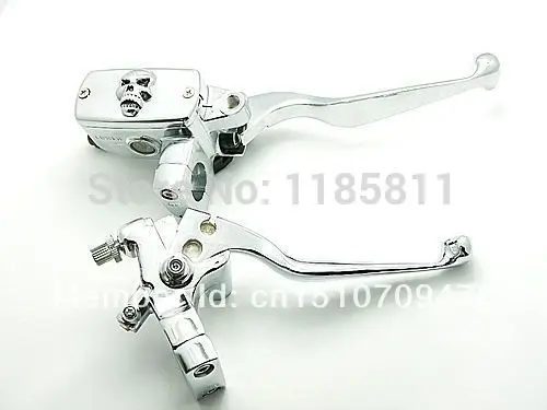 

Motorcycle Chrome 1" 25mm Skull Hand Brake Master Cylinder Clutch Levers For Kawasaki Yamaha Suzuki Atv Scooter Offroad