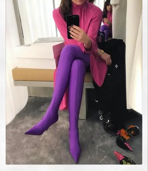 Luxury Trendy Thigh High Over Knee Boots Woman Fashion Slip-On Stiletto Botas Mujer 2019 New Party Shoes Heels Ladies | Обувь